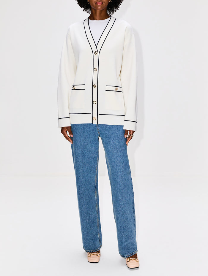 Button Up Cardigan,GUCCI,WHITE/BLUE,Image 1