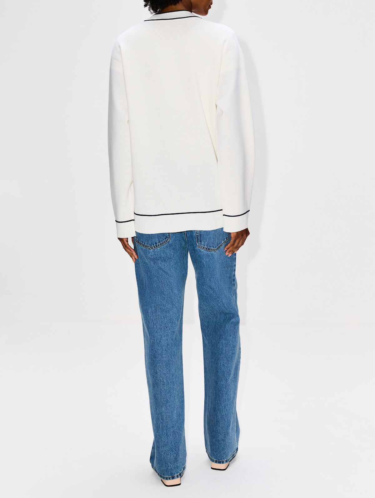 Button Up Cardigan,GUCCI,WHITE/BLUE,Image 3