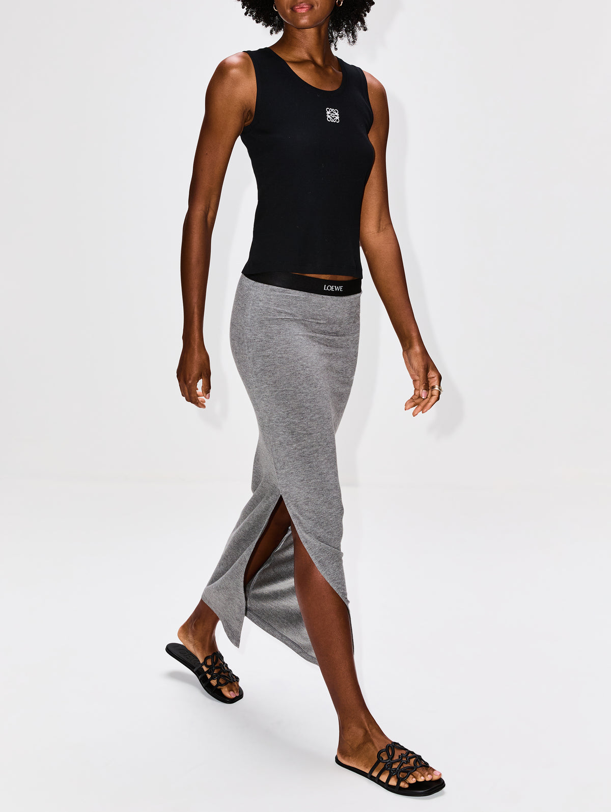 Column Skirt,LOEWE,GREY MELANGE,Image 3