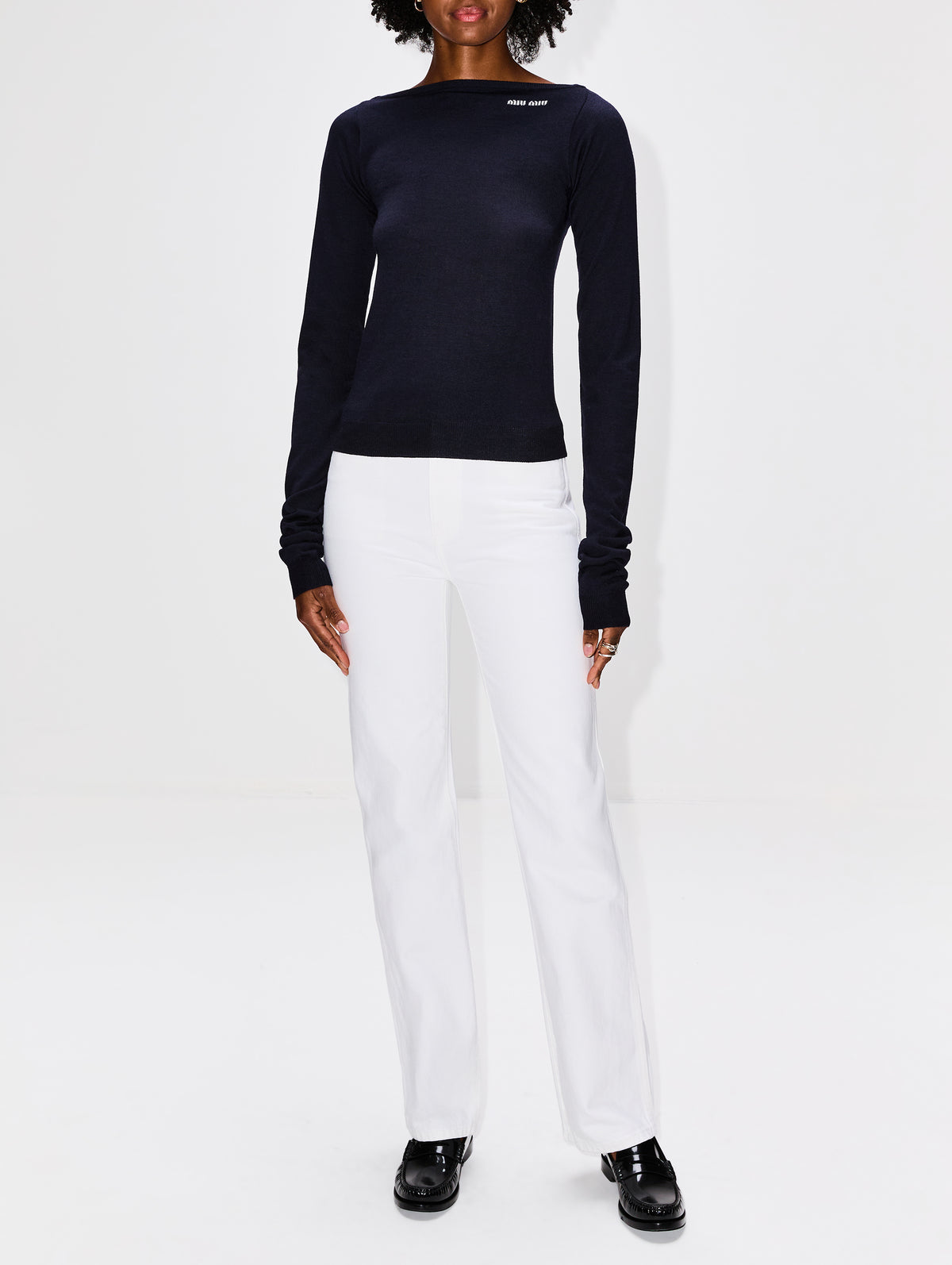 Longsleeve Top,MIU MIU,BLEU,Image 2