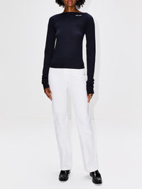 Longsleeve Top,MIU MIU,BLEU,Image 2