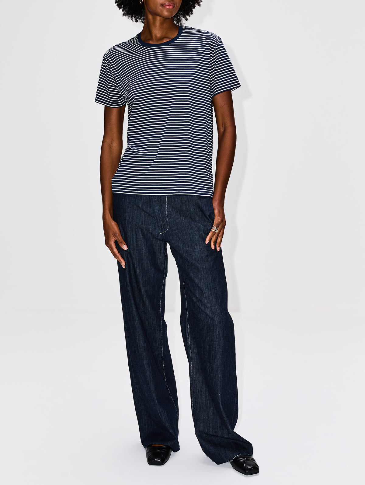 Relaxed Tee,DENIMIST,NAVY WITH NARROW WHITE STRIPE,Image 2