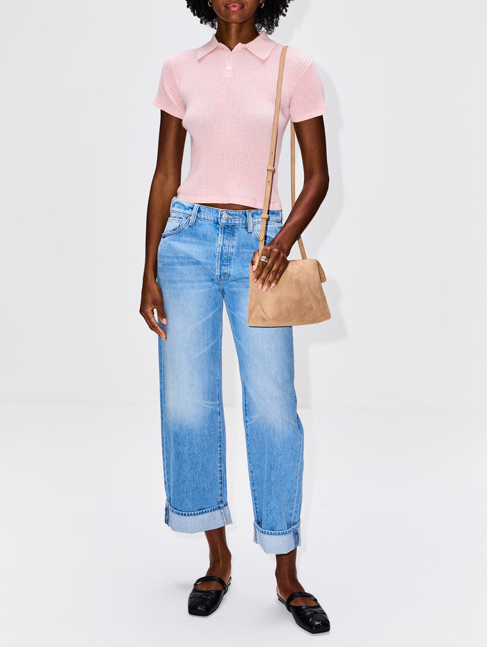 Shrunken Polo Shirt,GUEST IN RESIDENCE,POWDER PINK,Image 1