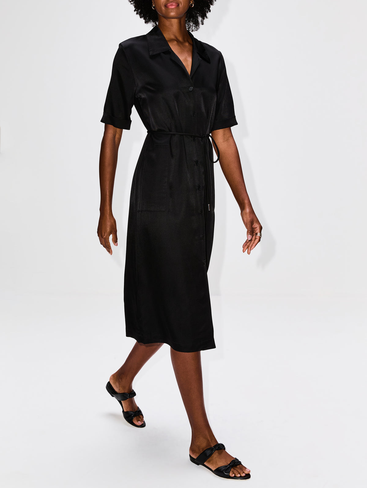 Tatum Camp Collar Midi Dress,SABLYN,BLACK,Image 3