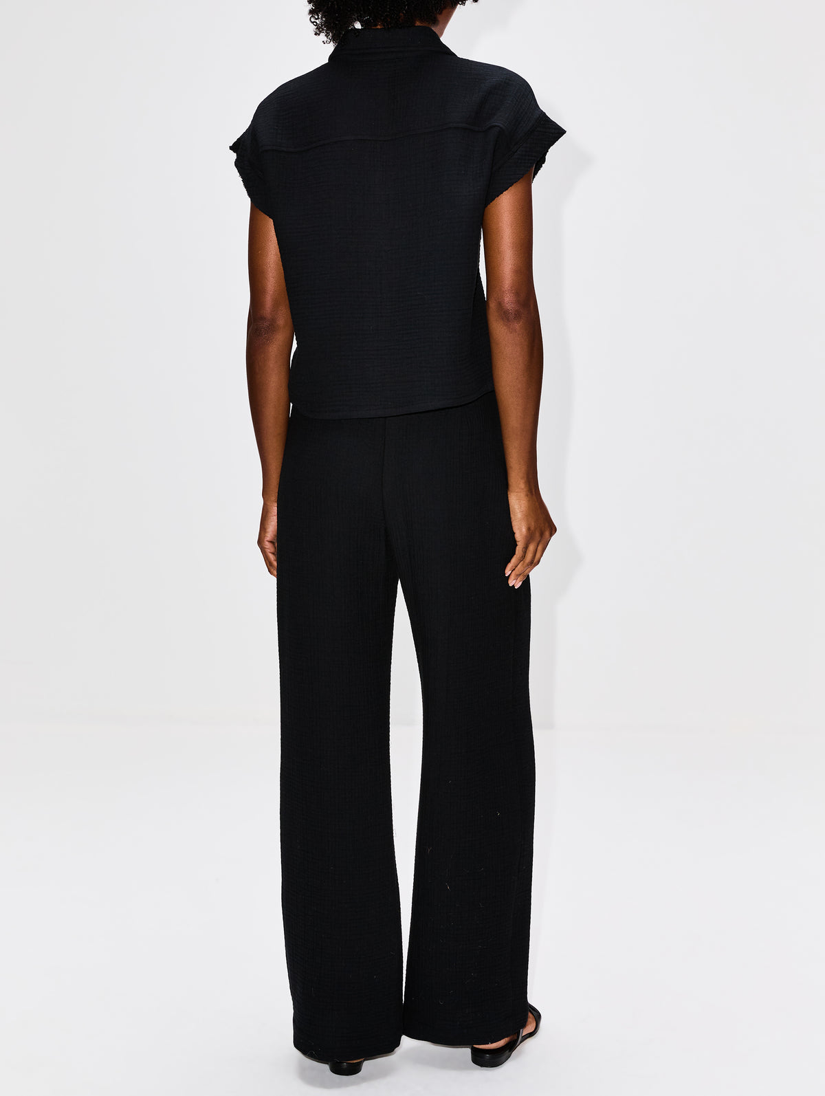 Caleb Short Sleeve Button Down Shirt,SABLYN,BLACK,Image 3