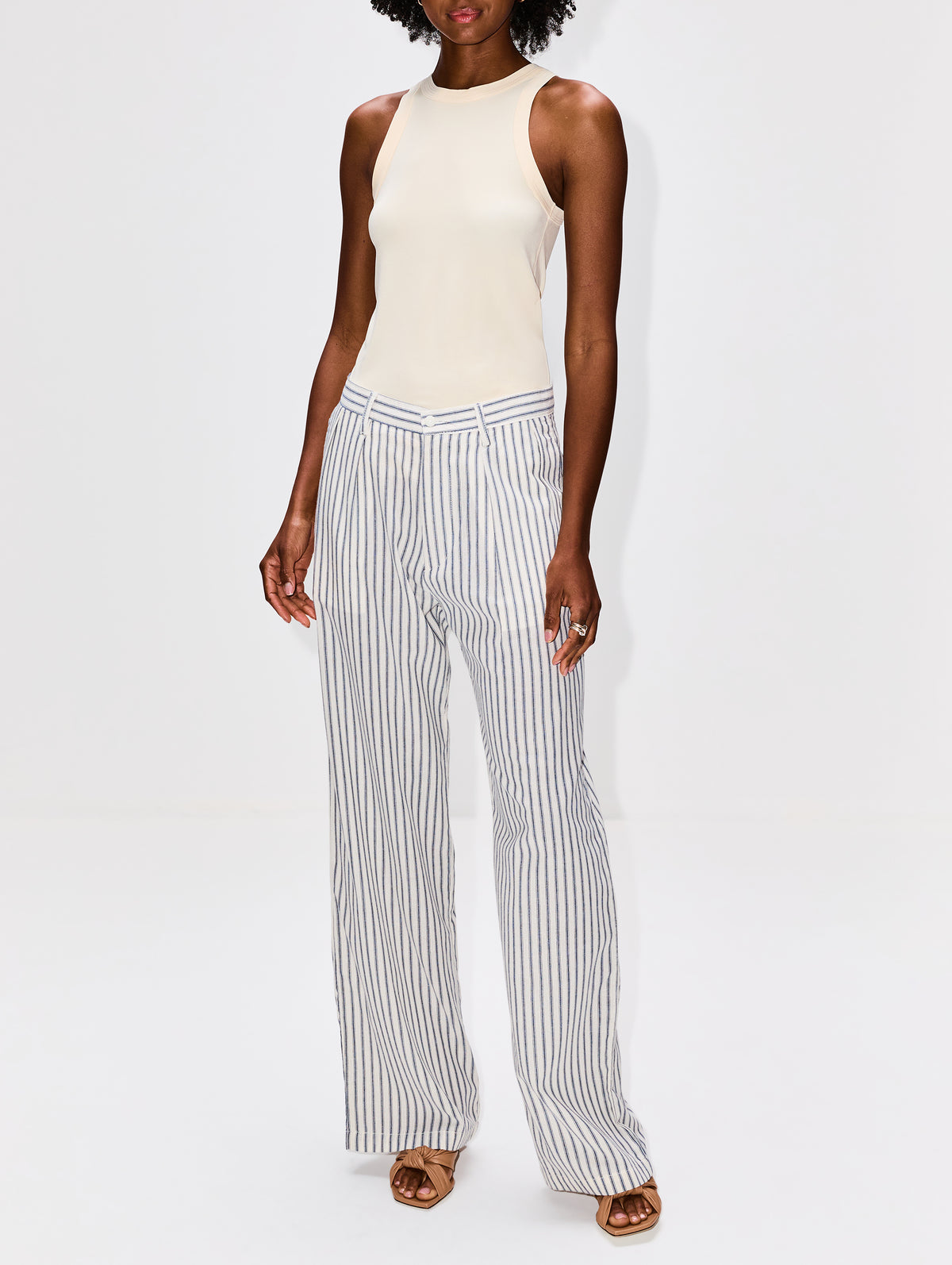 Blair Double Pleated Pant,DENIMIST,BLUE TICK,Image 2