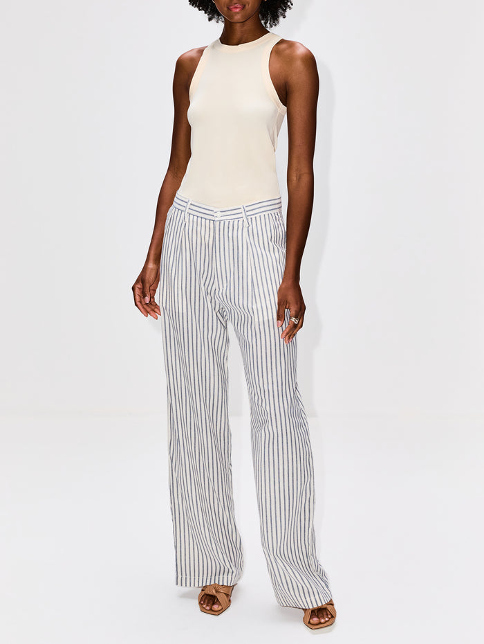 Blair Double Pleated Pant,DENIMIST,BLUE TICK,Image 1