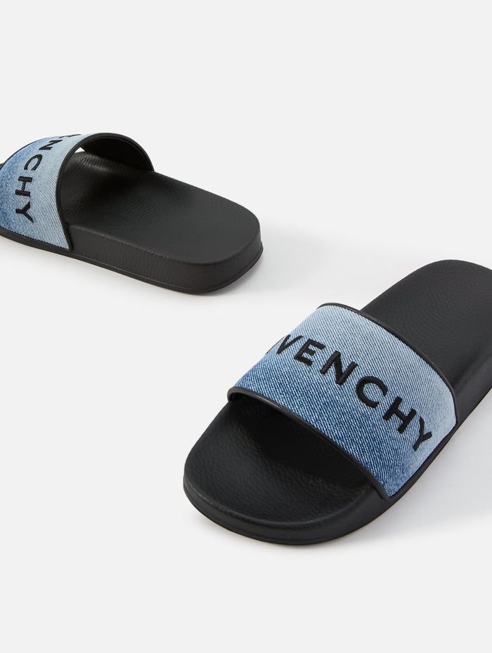 Slide Flat Sandal,GIVENCHY,MEDIUM BLUE,Image 1
