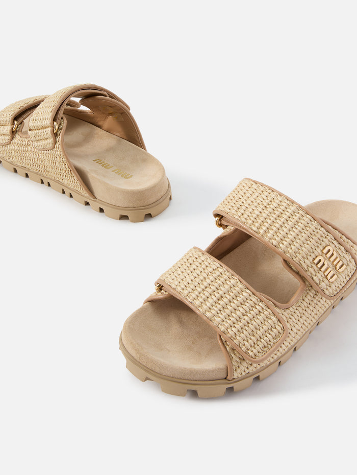 Fussbett Raffia Slide,MIU MIU,NATURAL,Image 1