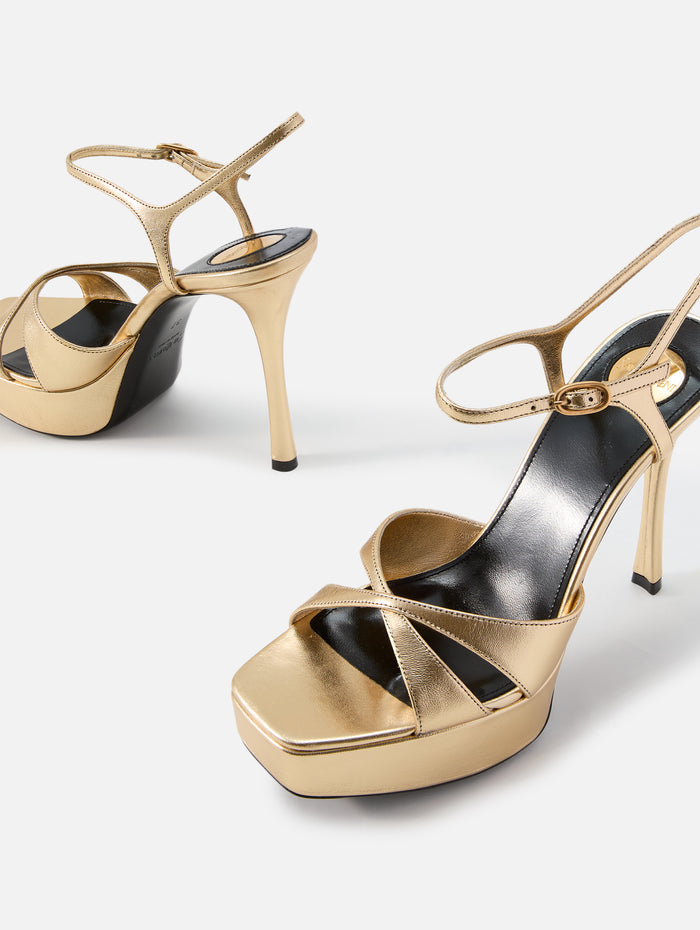 Debbie Platform Heel 85mm,SAINT LAURENT,EGYPT GOLD,Image 1