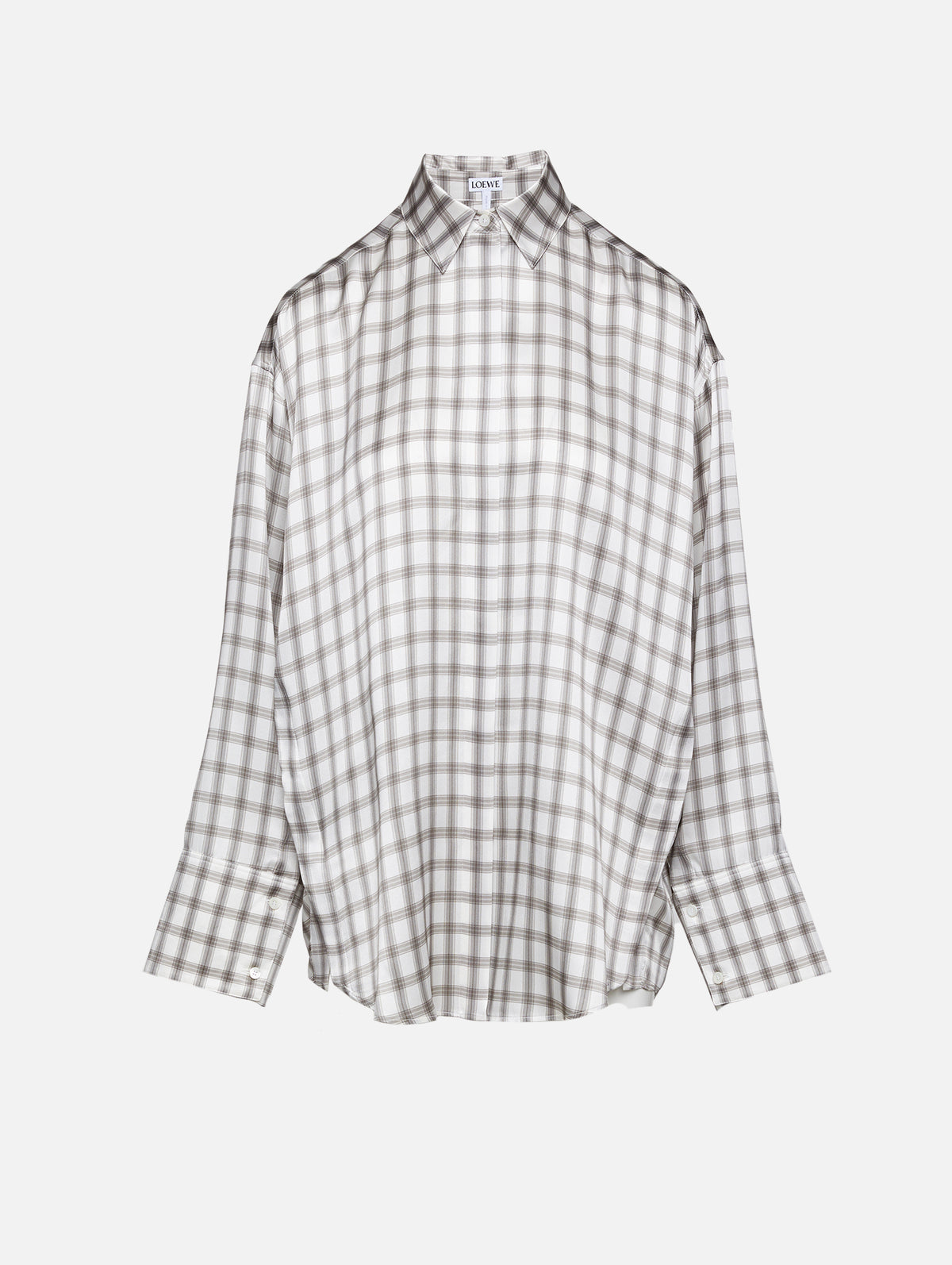 Check Blouse,LOEWE,WHITE/GREY,Image 1