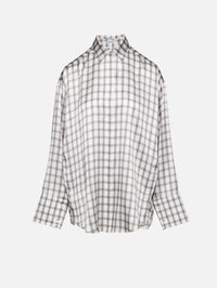 Check Blouse,LOEWE,WHITE/GREY,Image 1