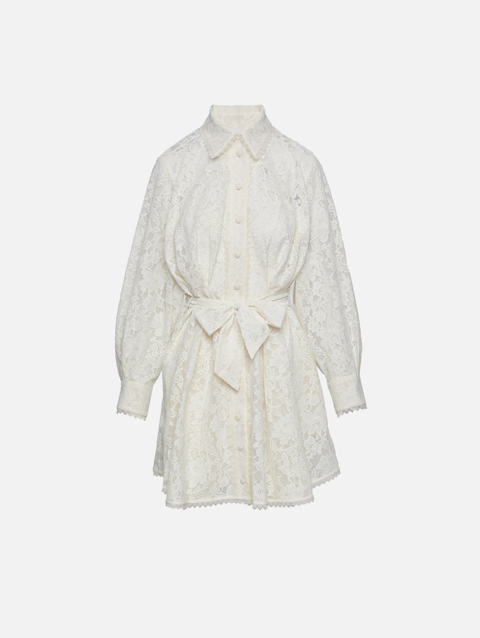 Dawning Tuck Mini Dress,ZIMMERMANN,CREAM,Image 1