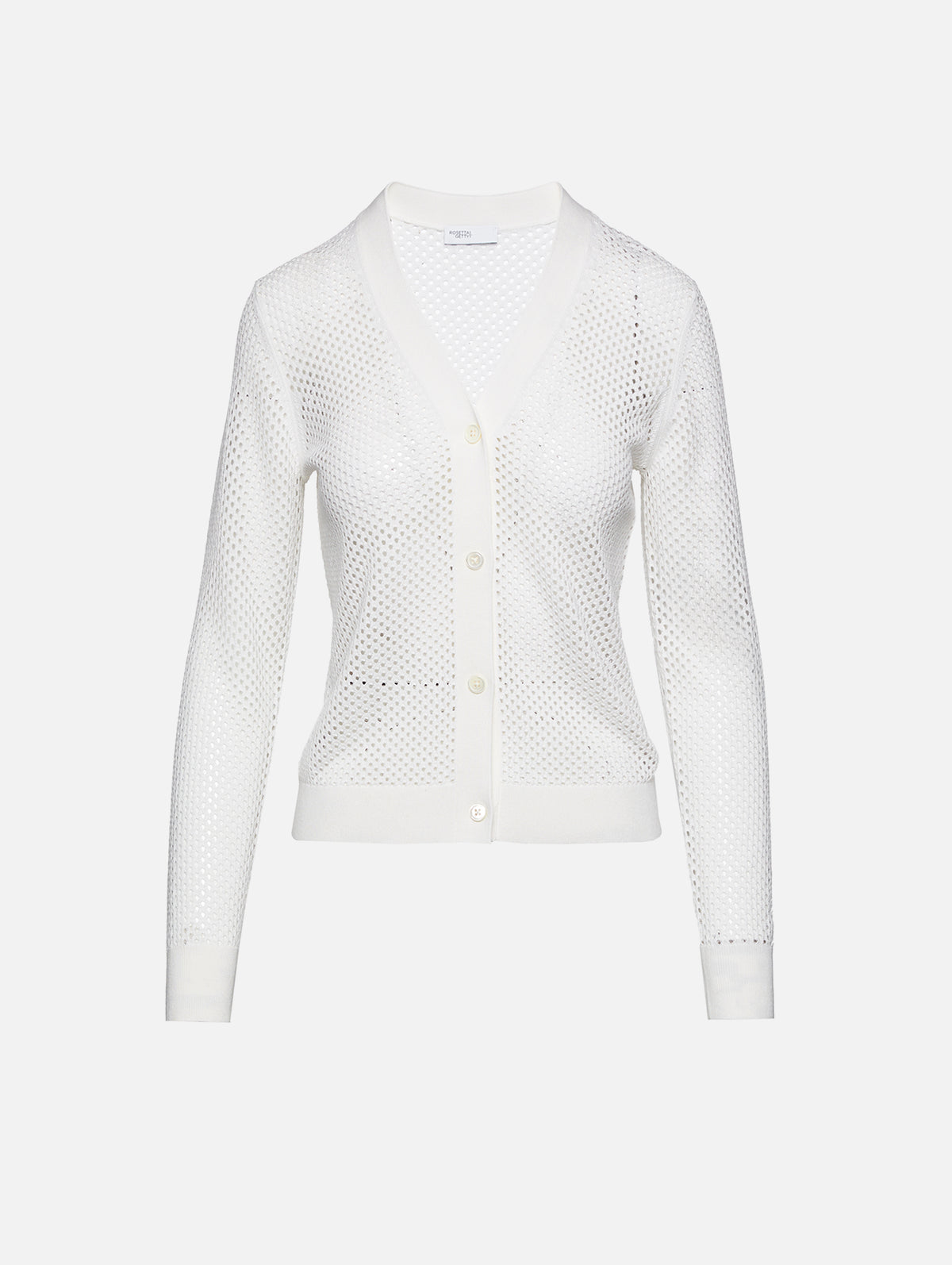 Mesh Pointelle Cardigan,ROSETTA GETTY,WHITE,Image 1