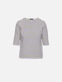 Elbow Sleeve Stripe Tee,R13,NAVY/ECRU NARROW STRIPES,Image 1