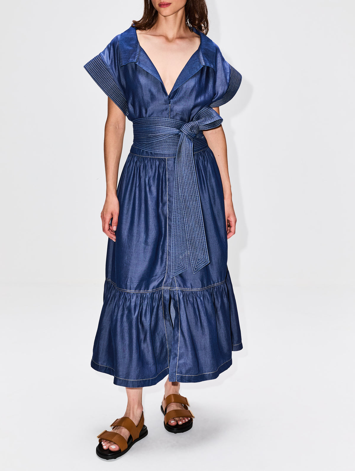 Exclusive Shareer Dress,ANDRES OTALORA,MEDIUM WASH DENIM,Image 2