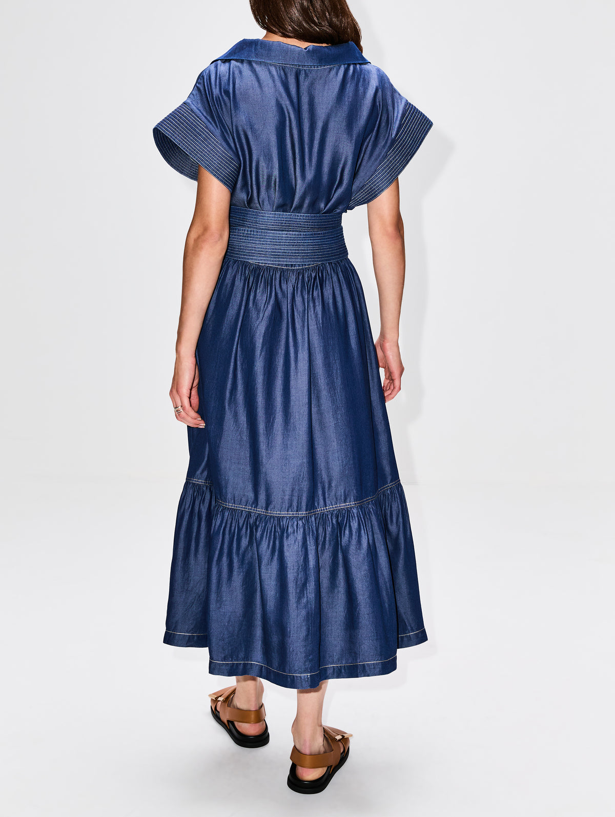 Exclusive Shareer Dress,ANDRES OTALORA,MEDIUM WASH DENIM,Image 4
