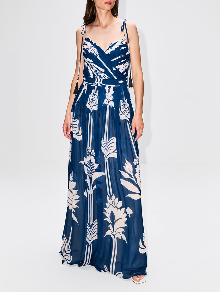 Aarkid Dress,ANDRES OTALORA,NAVY/IVORY LOTUS,Image 1