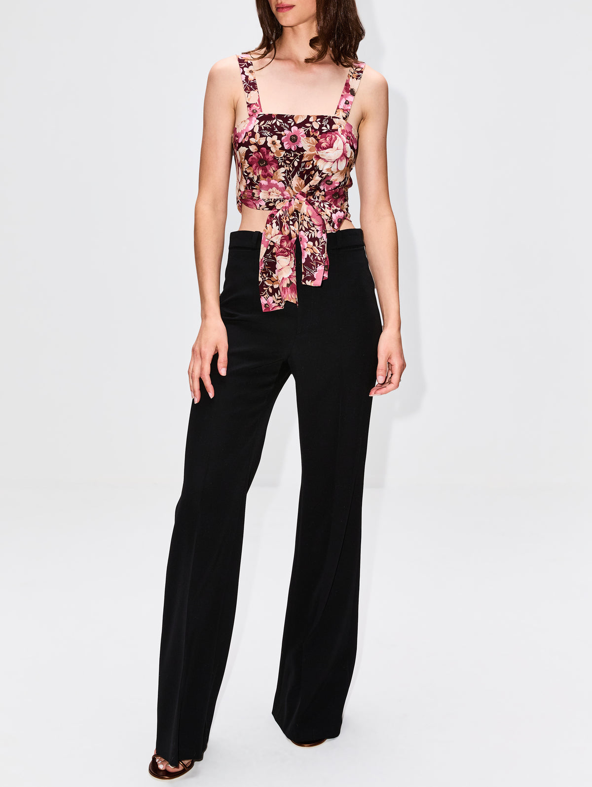 Cropped Tie Top,CHLOÉ,MAROON PINK,Image 2