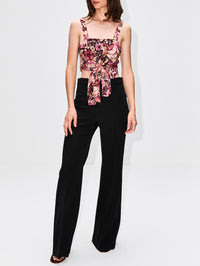 Cropped Tie Top,CHLOÉ,MAROON PINK,Image 2