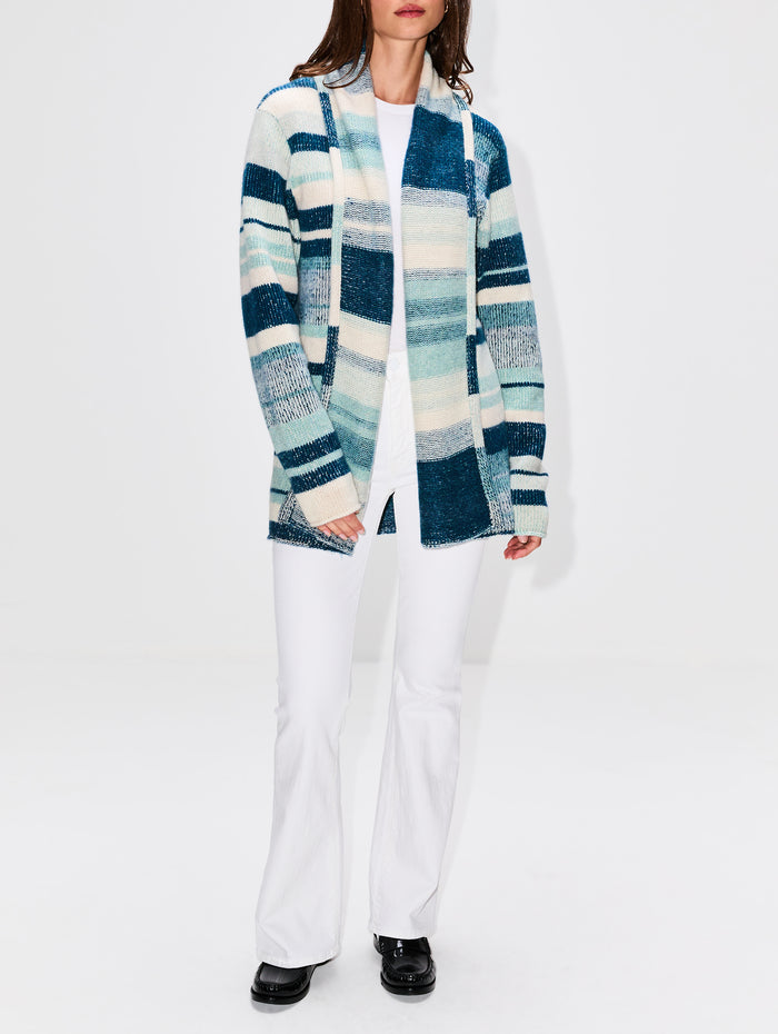 Italy Striped Smocking Jacket,THE ELDER STATESMAN,BLUE CUSTOM STRIPE,Image 1