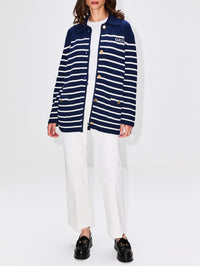 Striped Cardigan,GUCCI,NAVY/WHITE,Image 2