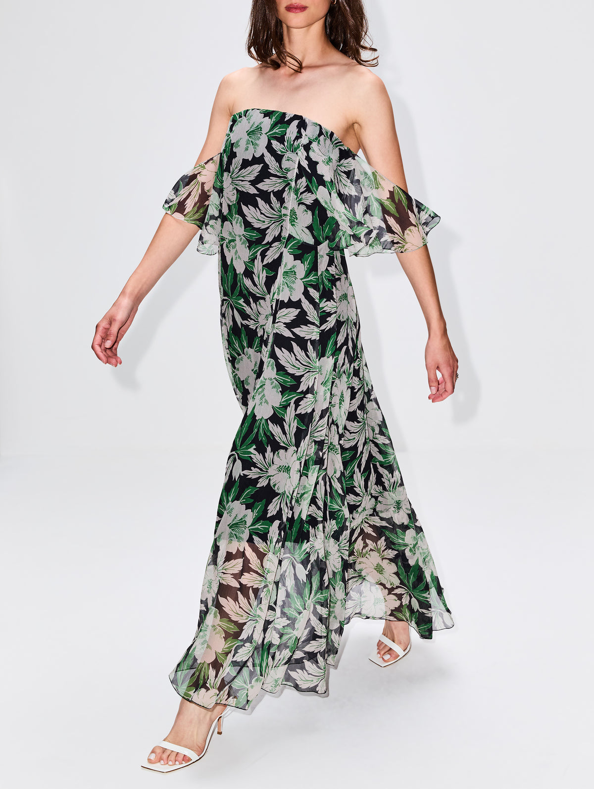 Off The Shoulder Floral Dress,LOEWE,MULTI,Image 3