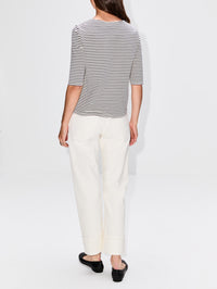 Elbow Sleeve Stripe Tee,R13,NAVY/ECRU NARROW STRIPES,Image 3