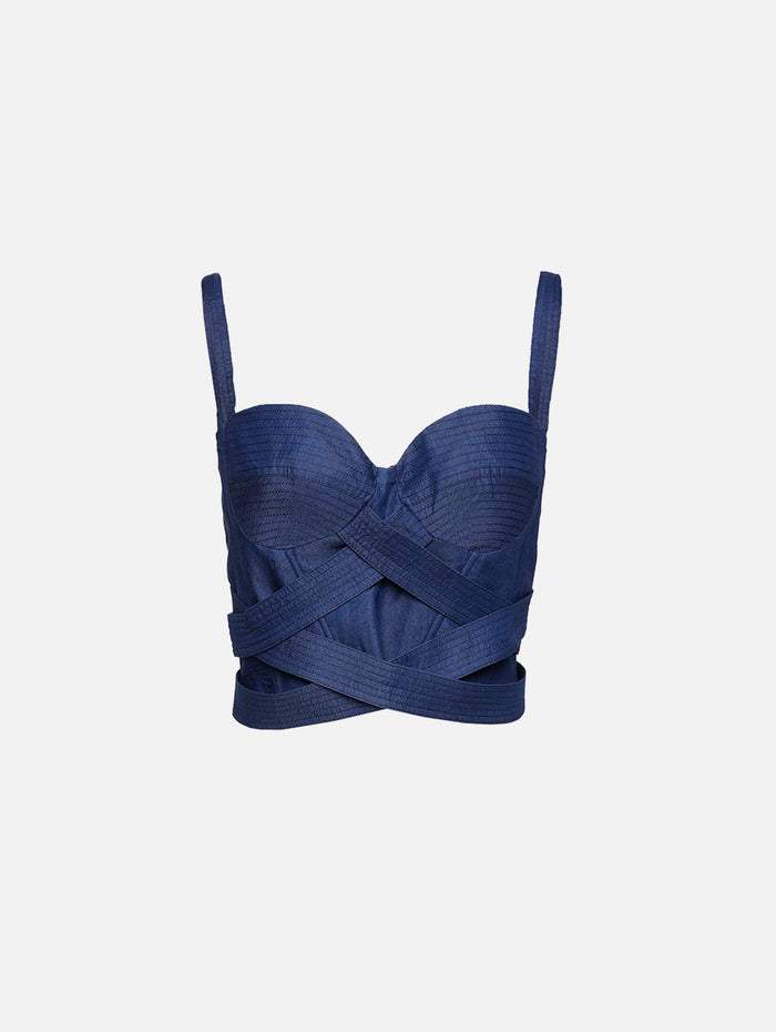 Aanya Bustier Top,ANDRES OTALORA,NAVY,Image 1