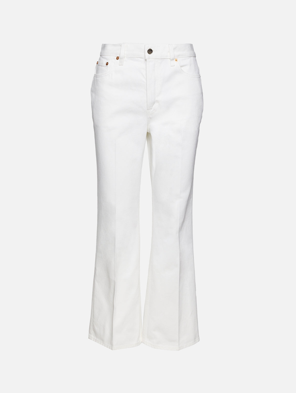 Cropped Flare Jean,GUCCI,WHITE,Image 1