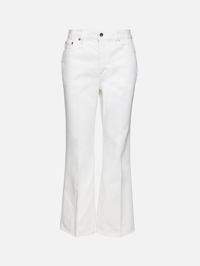 Cropped Flare Jean,GUCCI,WHITE,Image 1