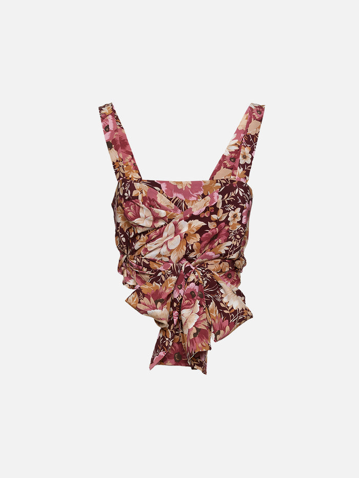 Cropped Tie Top,CHLOÉ,MAROON PINK,Image 1