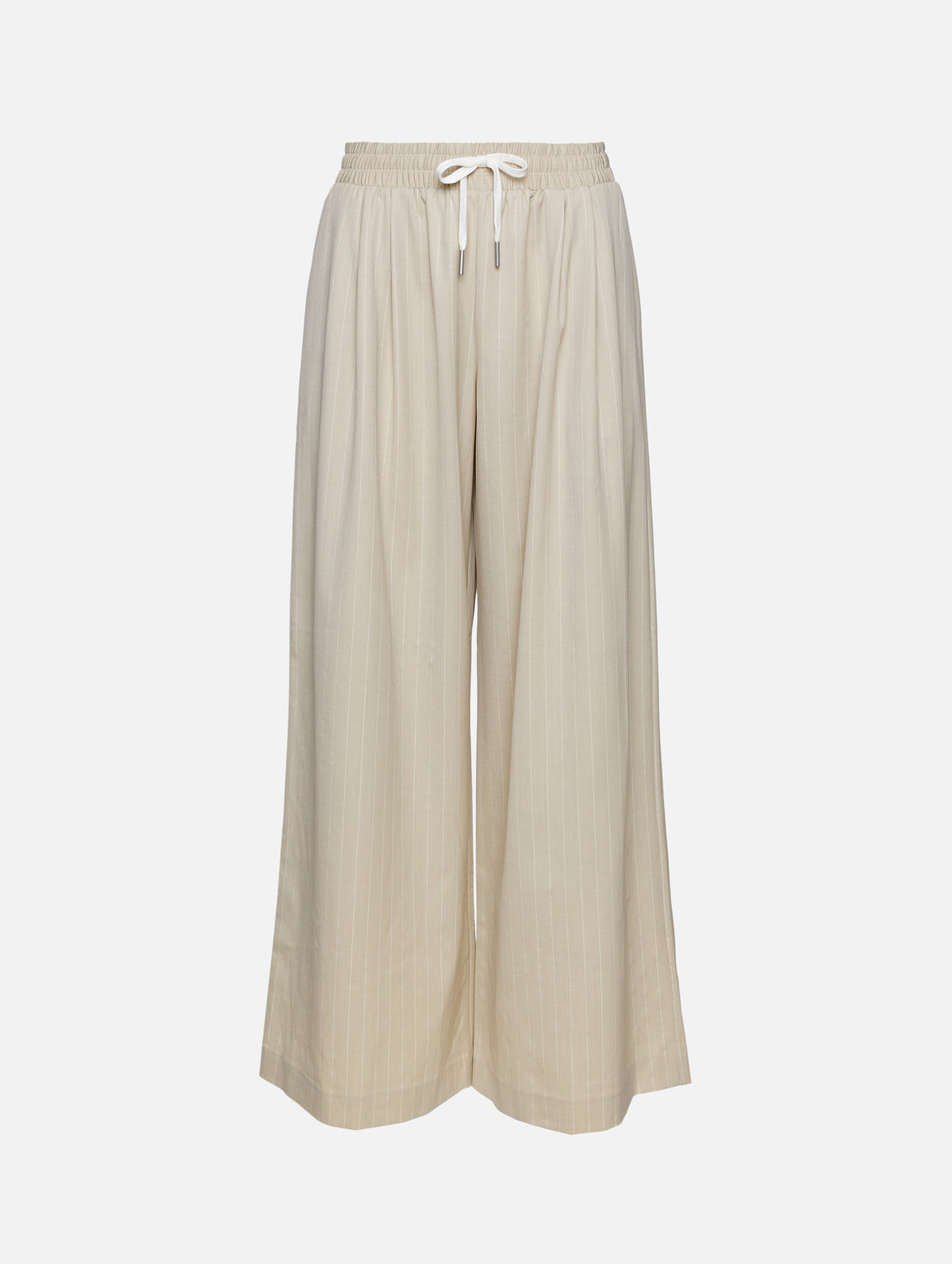 Pinstripe Wool Drawstring Pant,ST AGNI,LATTE,Image 1