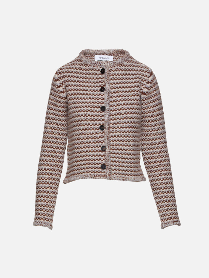 Chunky Knit Baby Cardigan,SPRWMN,GREY BROWN,Image 1