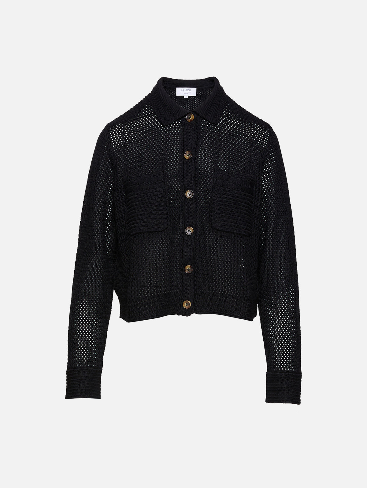 Crochet Jane Shirt,LA LIGNE,BLACK,Image 1