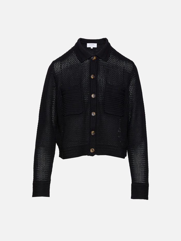 Crochet Jane Shirt,LA LIGNE,BLACK,Image 1