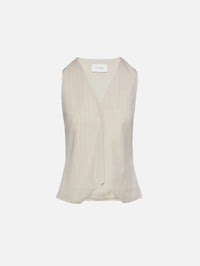 Pinstripe Wool Vest,ST AGNI,LATTE,Image 1