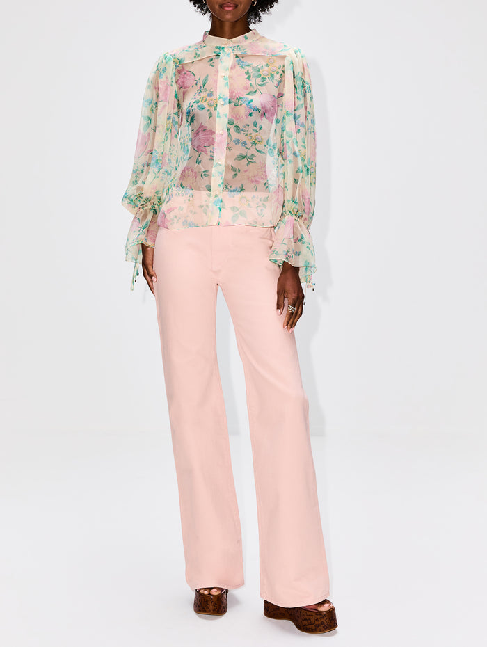 Button Up Blouse,CHLOÉ,SEEDPEARL BEIGE,Image 1