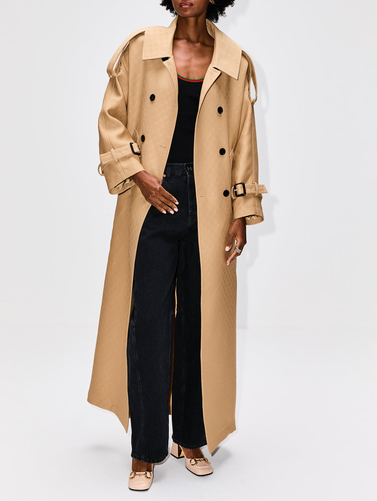 GG Double Breasted Coat,GUCCI,ARCHIVE BEIGE,Image 2