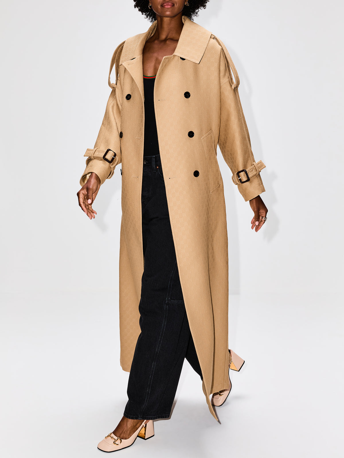 GG Double Breasted Coat,GUCCI,ARCHIVE BEIGE,Image 3