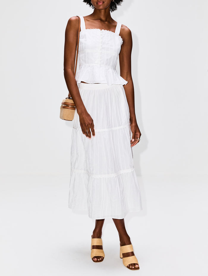 Tiered Skirt,LA LIGNE,IVORY,Image 1