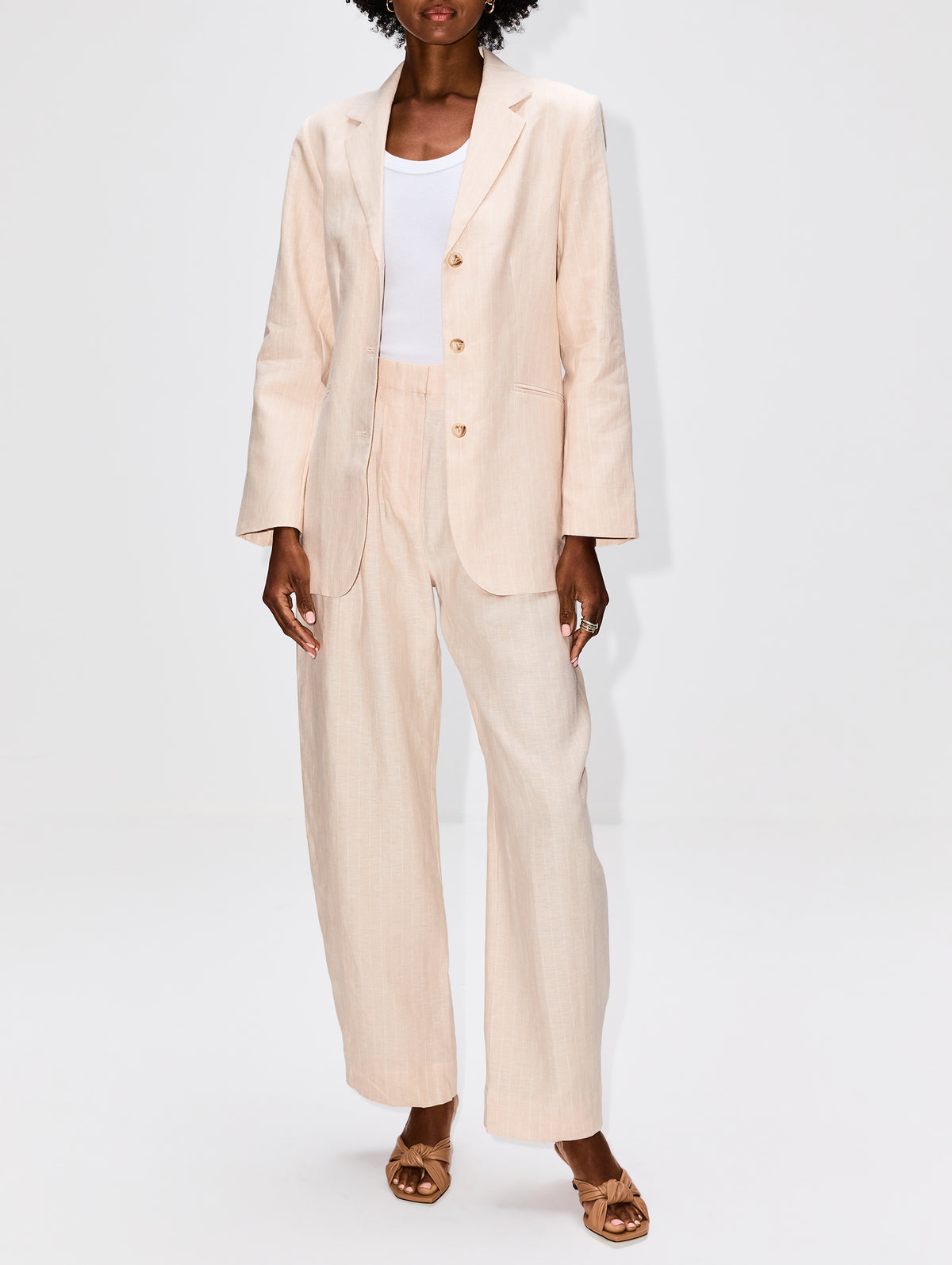Leon Blazer,POSSE,BEIGE PINSTRIPE,Image 2