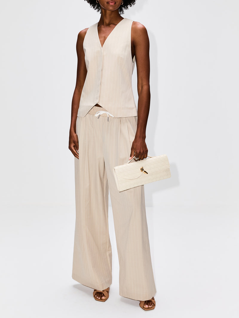 Pinstripe Wool Drawstring Pant
