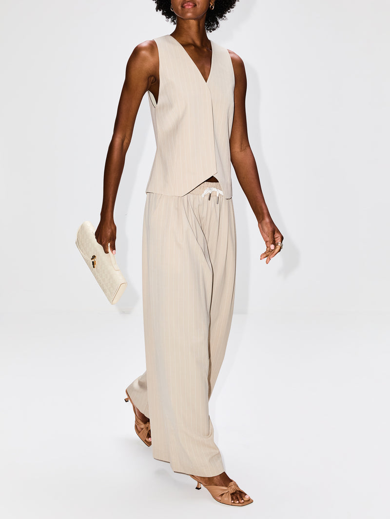 Pinstripe Wool Drawstring Pant