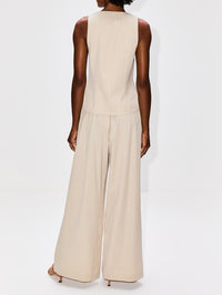 Pinstripe Wool Drawstring Pant,ST AGNI,LATTE,Image 4