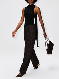 Pinstripe Tapered Pant,ST AGNI,MAHOGANY,Image 3