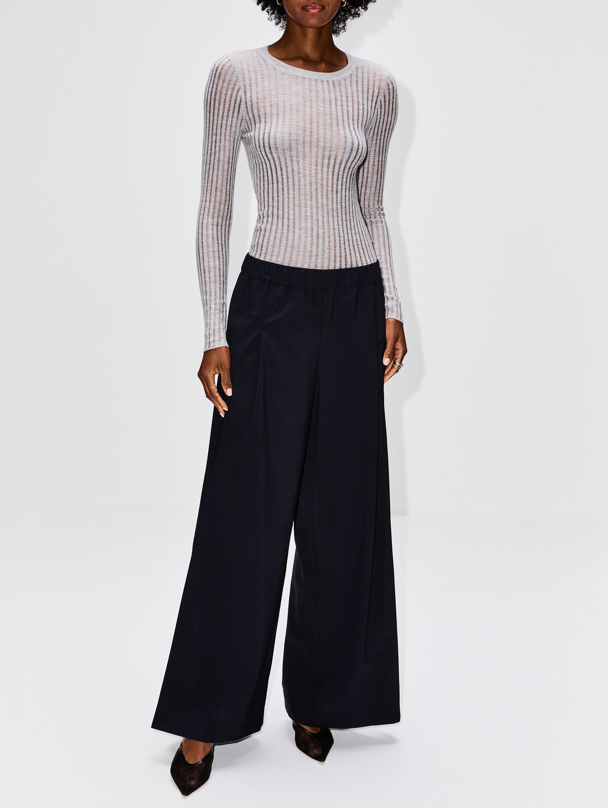 Knit Crewneck Top,TWP,FOGGY,Image 2