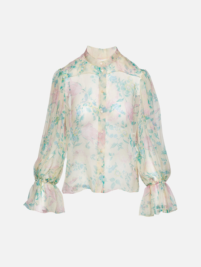 Button Up Blouse,CHLOÉ,SEEDPEARL BEIGE,Image 1