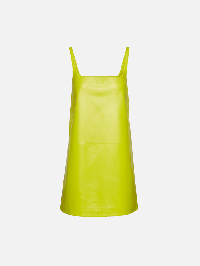 Mini Leather Dress,GUCCI,LIME,Image 1