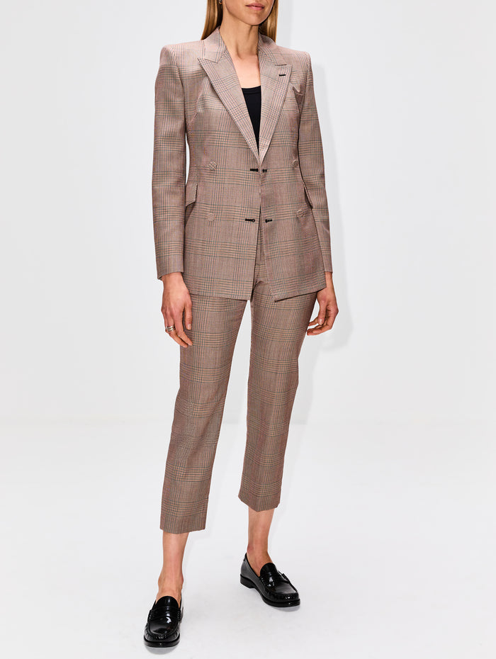 Double Breasted Blazer,ALEXANDER MCQUEEN,IVORY/BLACK,Image 1